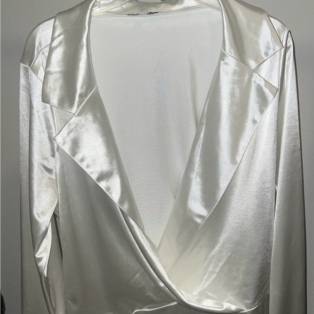 Elegant White Satin Bodysuit